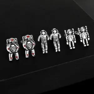 Creative Astronaut Cufflinks Men Fashion Space Pilot Enamel Alloy Shirt Sleeve Studs Formal Business Wedding Party Jewelry Gift