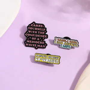 Funny enamel brooch set with humorous quotes for clothing bags and daily accessories