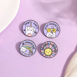 Süße Cartoon Katze Hund Regenbogen Emaillierte Nadeln Legierung Brosche Abzeichen Set Kreative Tier Anstecknadel Modeschmuck