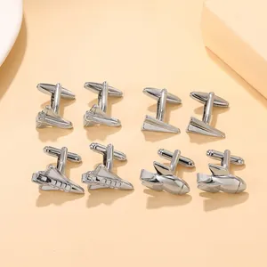 Creative Aerospace Theme Cufflinks Silver Metal Rocket Airplane Space Shuttle Design Formal Business Shirt Accessories Men Jewelry