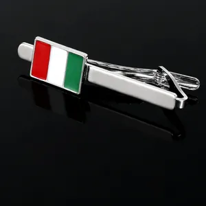 Pince à cravate avec motif drapeau italien en émail sur base en alliage poli