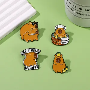 Cartoon Capybara Enamel Pin Cute Animal Brooch Zinc Alloy Baked Enamel Badge For Backpack Clothing Accessory Individual Fashion Jewelry Gift