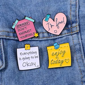 Broche Émaillée Créative Lettres Anglaises Et Cœur Badge Slogan Inspirant Épingles De Revers En Alliage Pour Vêtements Sac À Dos