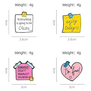 Ensemble de broches créatives en émail avec citations inspirantes pour vêtements et sacs
