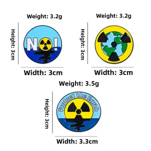 Umweltfreundliches Emaille-Anstecknadel-Set für den Meeresschutz mit Anti-Atom-Symbolen