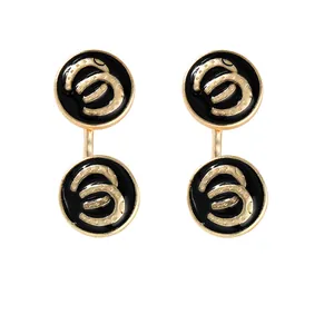 Vintage runde Gold und Schwarz Manschettenknöpfe mit Hufeisenmuster für Business-Hemden