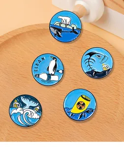 Ensemble de broches en émail sur le thème de la protection de l'océan et des ours polaires