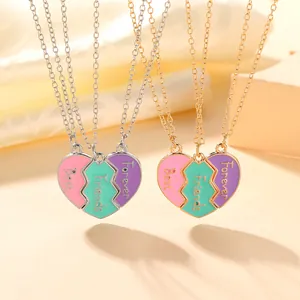 Juego de 3 collares Best Friends con colgantes de corazón en oro y plata para amigas