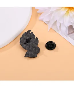 Detail of the black enamel pin back with non-slip texture and rubber clutch attachment