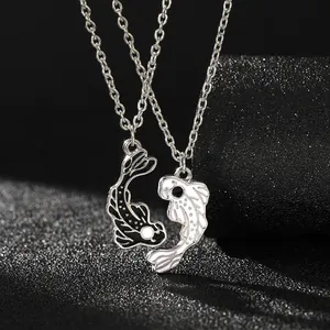 Tai Chi Yin Yang Koi Fish Pendant Necklace Bracelet Alloy Enamel Matching Jewelry For Lovers Couple Friends Jewelry