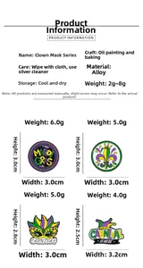 Tabla de tallas detallada para insignias de carnaval de esmalte y aleación