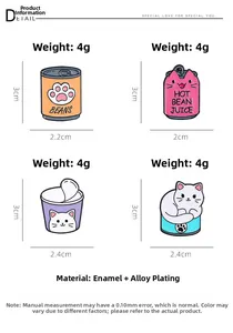 Vue détaillée de pin's chat en émail montrant la taille de 3cm et l'alliage métallique