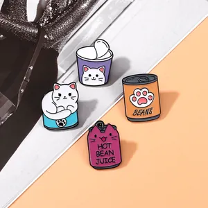 Épingle en Émail de Chat de Dessin Animé Créatif Badge de Broche en Alliage de Zinc de Chat en Conserve pour Accessoires de Sac de Vêtements