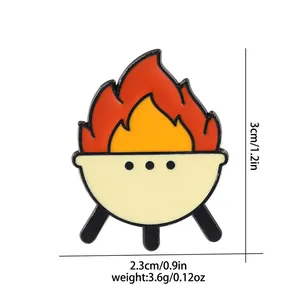 Cartoon BBQ Grill Enamel Pin Fire Flame Alloy Brooch Badge For Outdoor Camping Backpack Shirt Clothing Accessories Unisex Jewelry