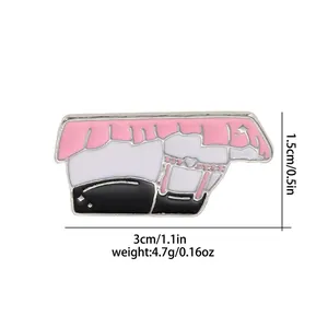 Creative irregular alloy enamel pin with anime style pink skirt design for women