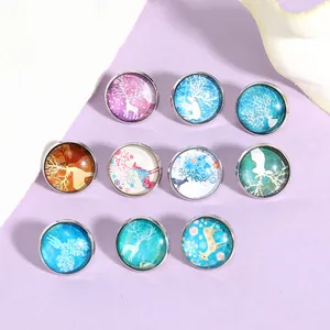 Lot de 10 broches cabochon en verre motif élan pour bijoux DIY et décoration de sacs