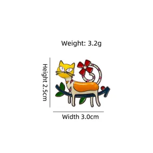 Cute enamel cartoon cat brooch pin for women in vibrant colors with size 2.5x3.0cm