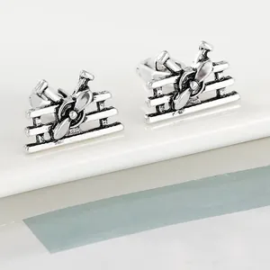 Vintage Aviation Airplane Propeller Cufflinks Men Metal Alloy Formal Shirt Accessory Retro Silver Tone Aviator Pilot Jewelry