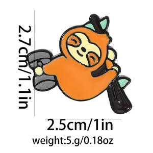 Detailed view of sloth enamel pin size and weight specs with clear dimensions