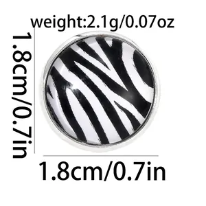 Broche en alliage à motif zèbre de style français avec cadre argenté, 1,8cm et 2,1g