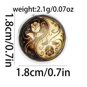 Spilla fiore yin-yang in cornice d'argento, diametro 1,8cm, distintivo rotondo leggero
