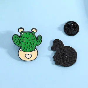 Creative cartoon cat cactus enamel brooch pin for denim bags and fashion accessories