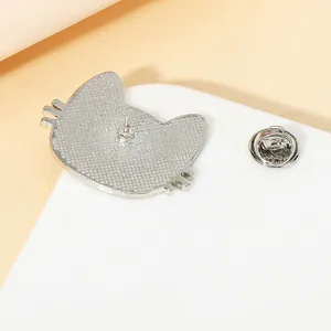 Cute Japanese cartoon cat alloy badge pin with butterfly clutch back and metal needle