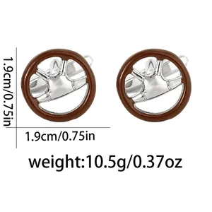 Boutons de manchette volant de voiture pour homme, marron et argent, 1,9cm et 10,5g