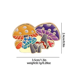 Broche champignon colorée en émail et alliage de zinc avec dimensions et poids précis