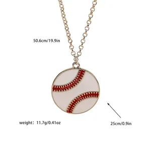 Détail du collier baseball montrant une chaîne de 50,6 cm et un poids total de 11,7 g