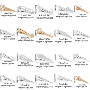 20 styles of premium metal tie clips including guitar and anchor shapes in silver