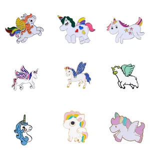 Cute Cartoon Unicorn Enamel Pin Badges Alloy Pegasus Brooches For Backpacks Clothes Bags Women Kids Jewelry Gift