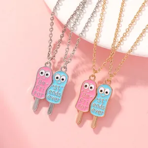 Cartoon ice cream Best Friends Forever necklaces in gold and silver finish