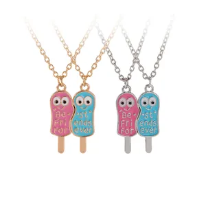 Cartoon ice cream Best Friends Forever necklaces for kids in gold and silver finish