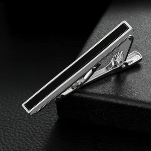 Herren Business Legierung Metall Krawattenklammer Silber Rechteckig Schwarz Emaille Weiß Muschel Einlage Formelle Hochzeit Zubehör
