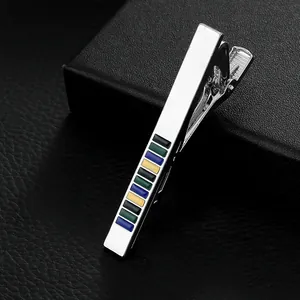 Classic Men Business Metal Tie Clip Alloy With Colorful Stripe Pattern Silver Necktie Bar For Suit Formal Accessory Gift