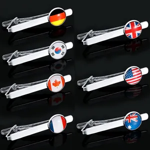 Men's Business Tie Clip Alloy National Flag Design For Suit Shirt USA UK Canada France Germany Australia Korea Tie Bar Jewelry