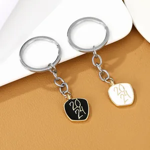 Creative 2024 Graduation Memorial Keychain Alloy Enamel Pendant Punk Hip Hop Keyring For Graduate Students Gift
