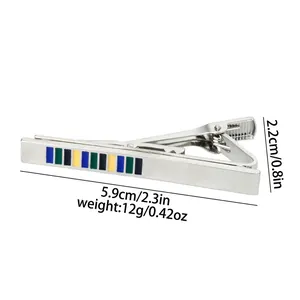 Pince à cravate polie avec motif à rayures bleues et fermoir à ressort, 5,9 cm