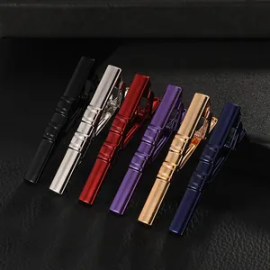 Business Men Copper Metal Tie Clip Twill Striped Design Electroplated Polished Finish Formal Necktie Accessories Jewelry