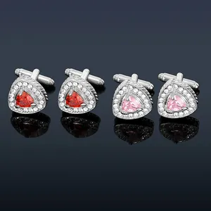 Herren Manschettenknöpfe Legierung Dreieck Französischer Stil Versilbert Zirkonia Anzug Hemd Zubehör Business Bankett Schmuck