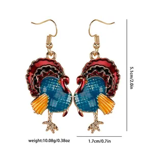 Detail view of turkey earrings showing dimensions of 5.1cm height and 1.7cm width