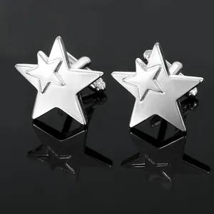 Men's Silver Alloy Star Cufflinks Double Layer Geometric Star Shirt Accessories For Business Wedding Formal Occasions