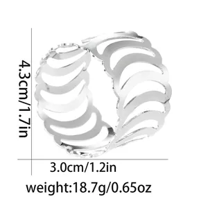 Silver hollow pattern alloy napkin ring with dimensions and weight measurements