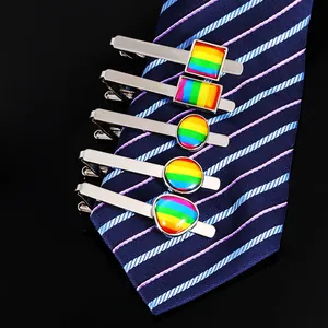 Lot de 5 pinces à cravate arc-en-ciel argentées de formes variées pour hommes