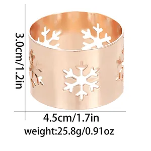 Servilletero de copo de nieve oro rosa con altura 3,0 cm y diámetro de 4,5 cm