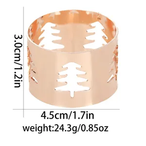 Dimensiones detalladas del servilletero árbol de Navidad oro rosa, diámetro de 4,5 cm