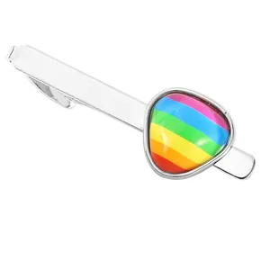 Pince à cravate triangle arc-en-ciel argentée pour homme, accessoire de costume chic