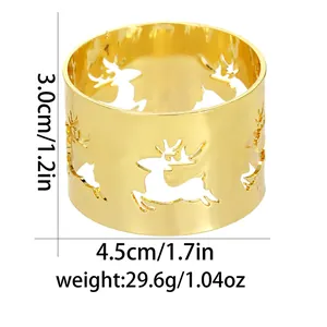 Detalle de servilletero de reno dorado con medidas 4,5 cm de diámetro y 3 cm de altura