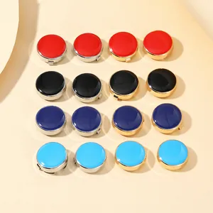 Round Enamel Button Covers For Men Women Shirt Suits Business Wedding Party Gold Silver Plated Alloy Button Jewelry Accessory